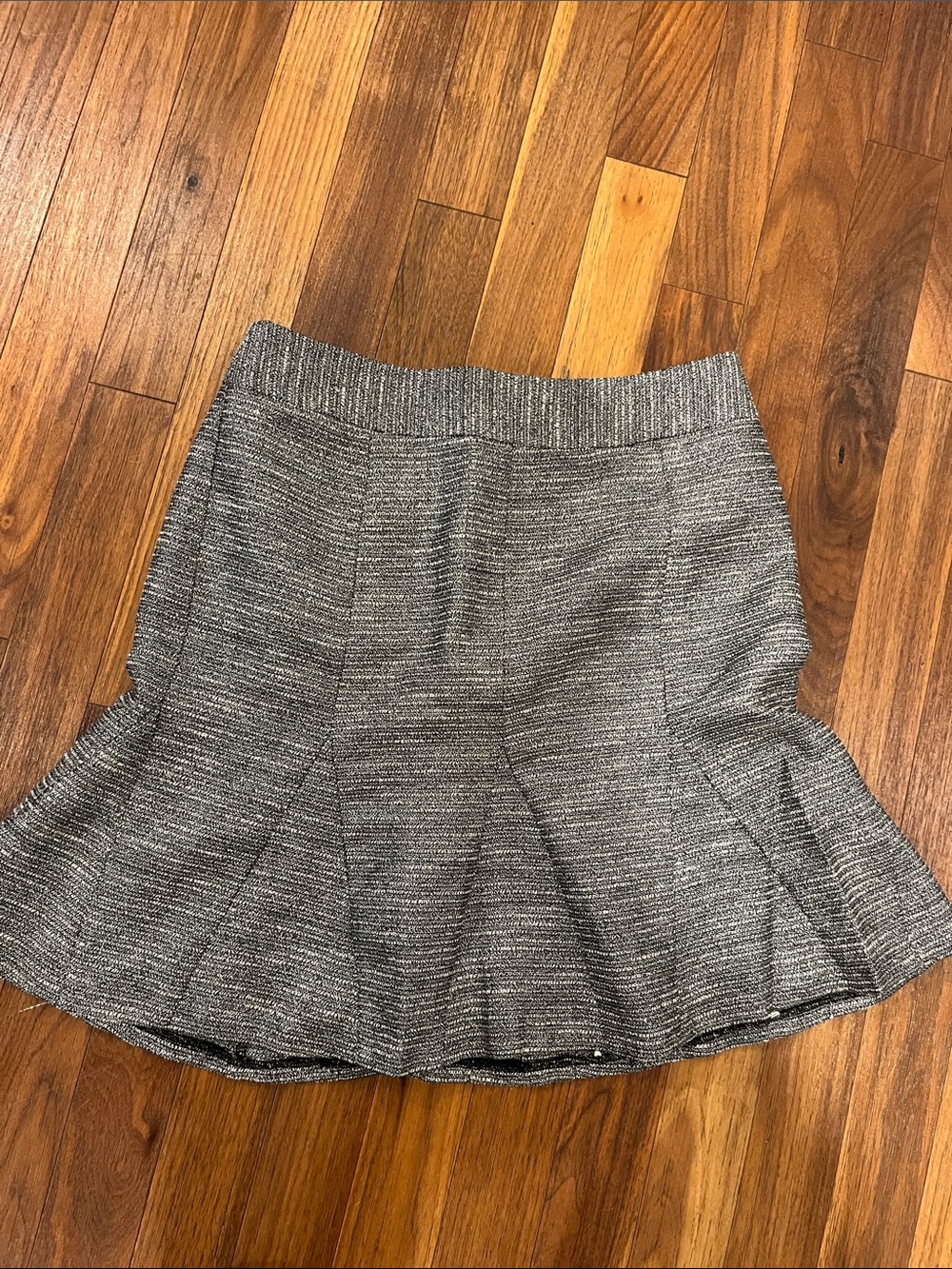 Textured Gray Flared Women’s Skirt- sparkle